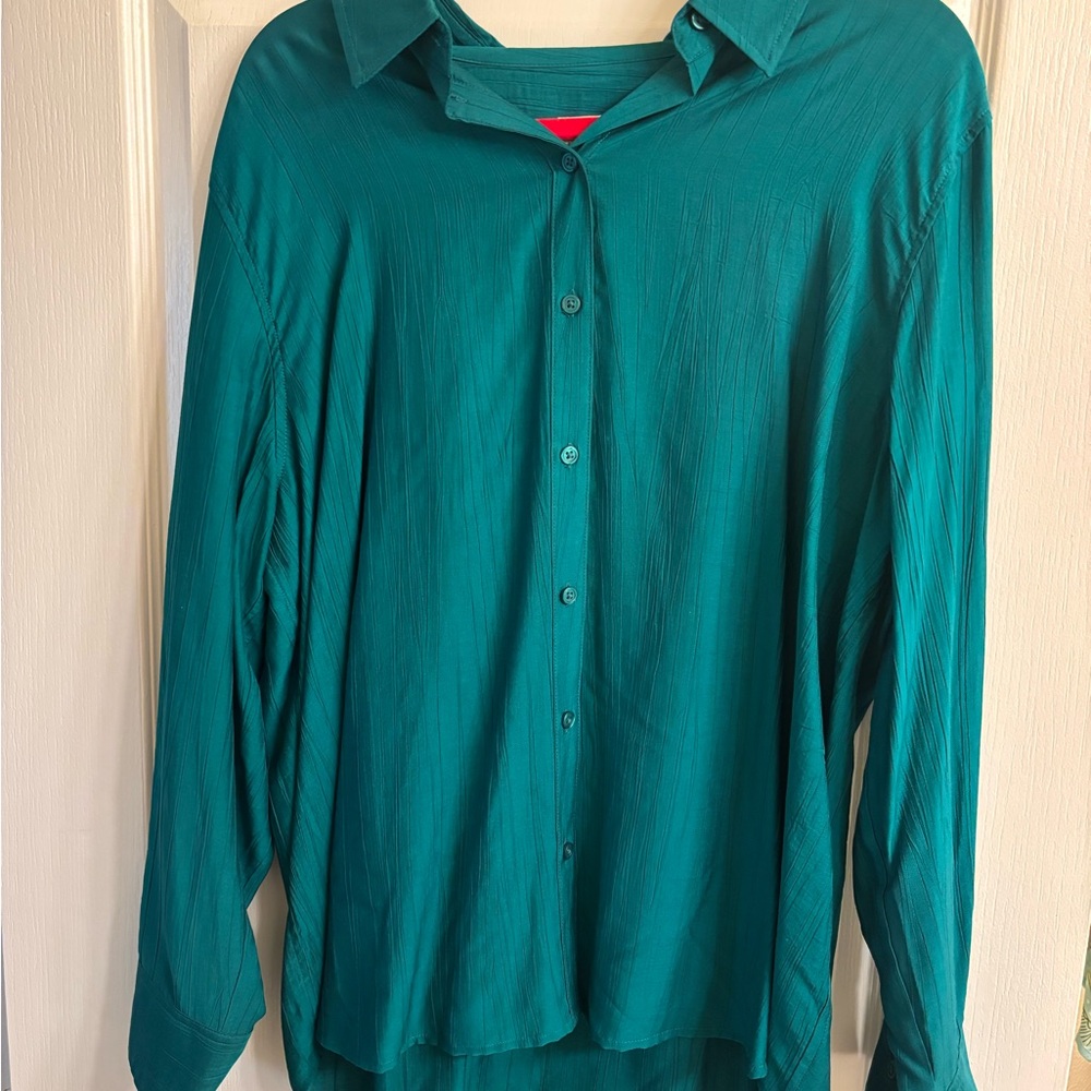 A New Day Teal Textured Blouse